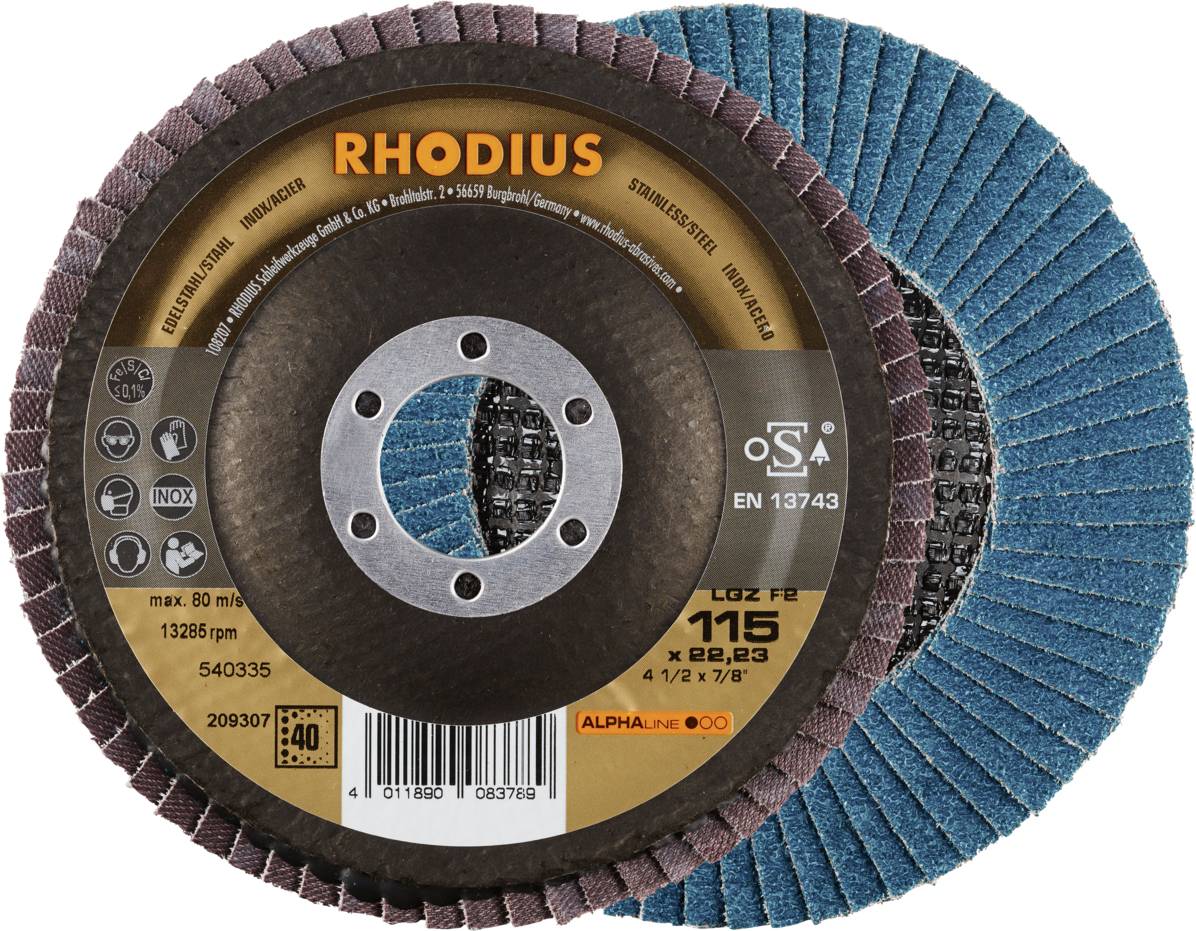 Rhodius 209307 LGZ F2 Fächerschleifscheibe Edelstahl, Stahl 10St.