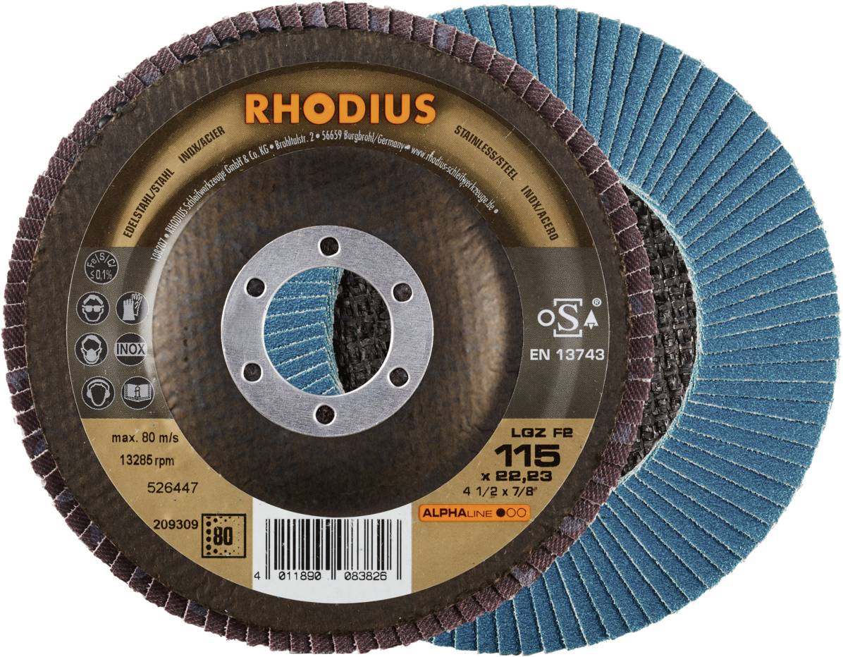 Rhodius 209309 LGZ F2 Fächerschleifscheibe Edelstahl, Stahl 10St.