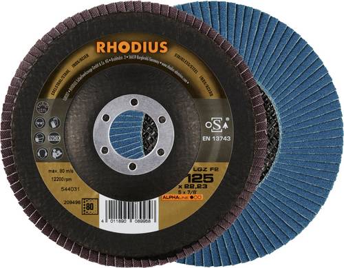 Rhodius 209496 LGZ F2 Fächerschleifscheibe Körnung (num) 80 Edelstahl, Stahl 10 St.