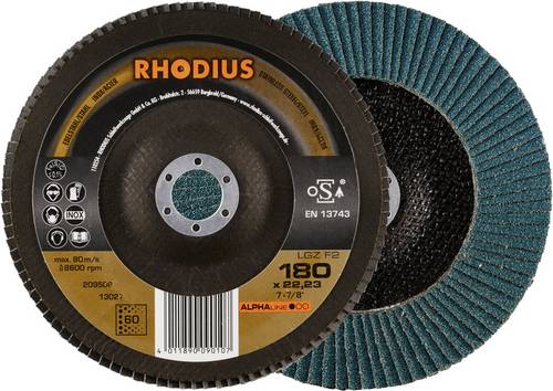 Rhodius 209508 LGZ F2 Fächerschleifscheibe Körnung (num) 60 Edelstahl, Stahl 10 St.