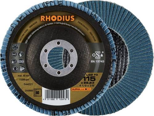 Rhodius 210593 LGZ F3 Fächerschleifscheibe Körnung (num) 80 Edelstahl, Stahl 10 St.