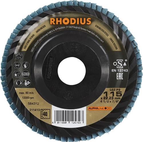 Rhodius 211413 LGZ P3 Fächerschleifscheibe Körnung (num) 40 Edelstahl, Stahl 10 St.