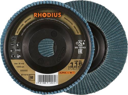 Rhodius 211414 LGZ P3 Fächerschleifscheibe Körnung (num) 60 Edelstahl, Stahl 10 St.