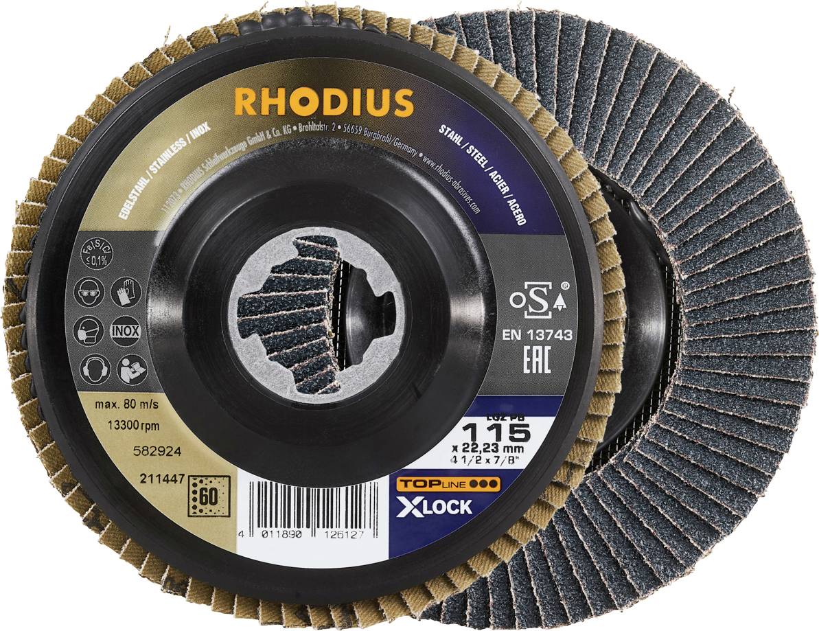 Rhodius 211447 LGZ PB X-LOCK Fächerschleifscheibe Edelstahl, Stahl 10St.
