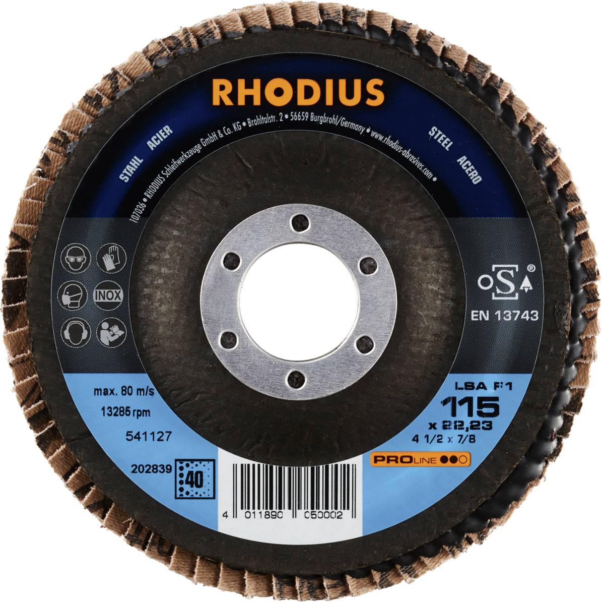 Rhodius 202839 LSA F1 Fächerschleifscheibe Stahl 10St.