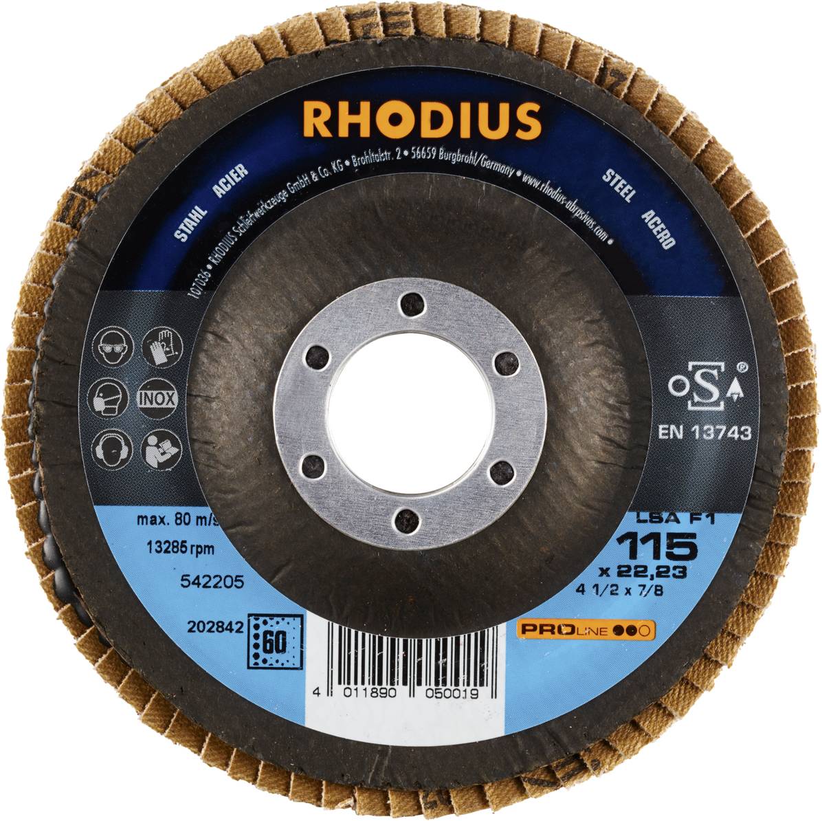 Rhodius 202842 LSA F1 Fächerschleifscheibe Stahl 10St.