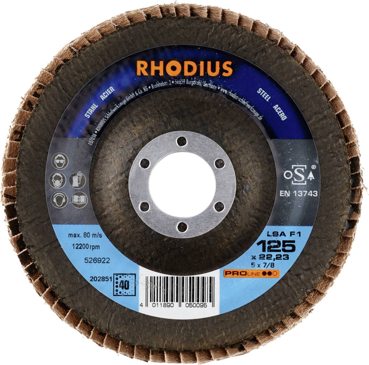 Rhodius 202851 LSA F1 Fächerschleifscheibe Stahl 10St.