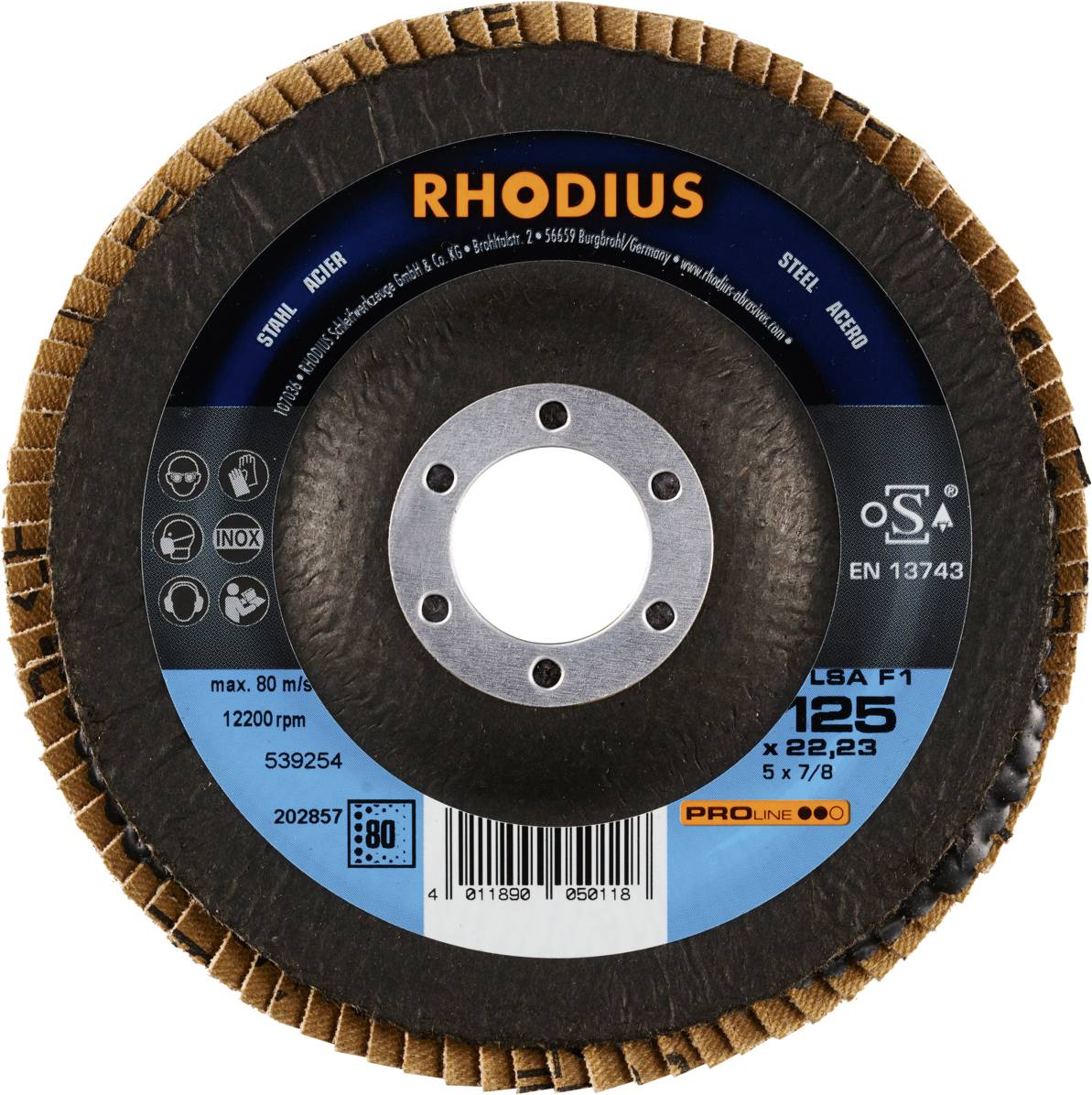 Rhodius 202857 LSA F1 Fächerschleifscheibe Stahl 10St.