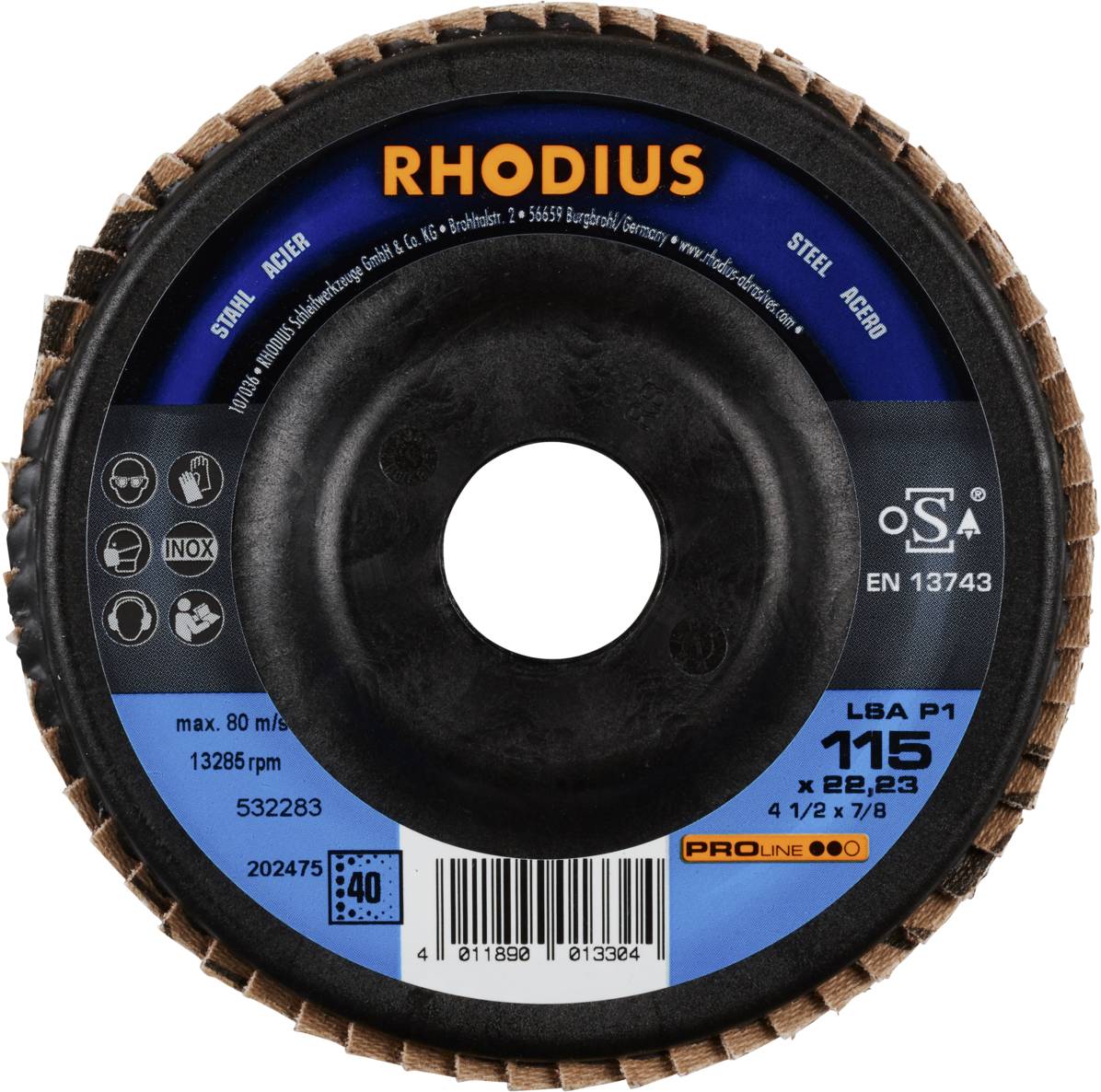 Rhodius 202475 LSA P1 Fächerschleifscheibe Stahl 10St.