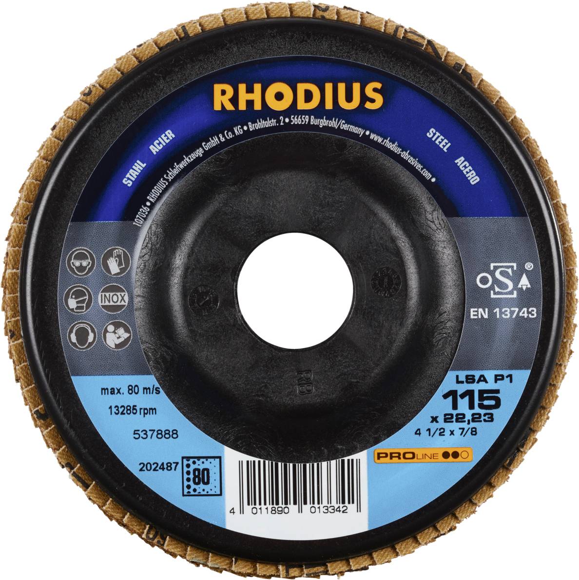 Rhodius 202487 LSA P1 Fächerschleifscheibe Stahl 10St.