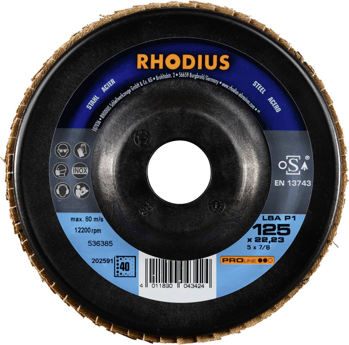 Rhodius 202591 LSA P1 Fächerschleifscheibe Stahl 10St.