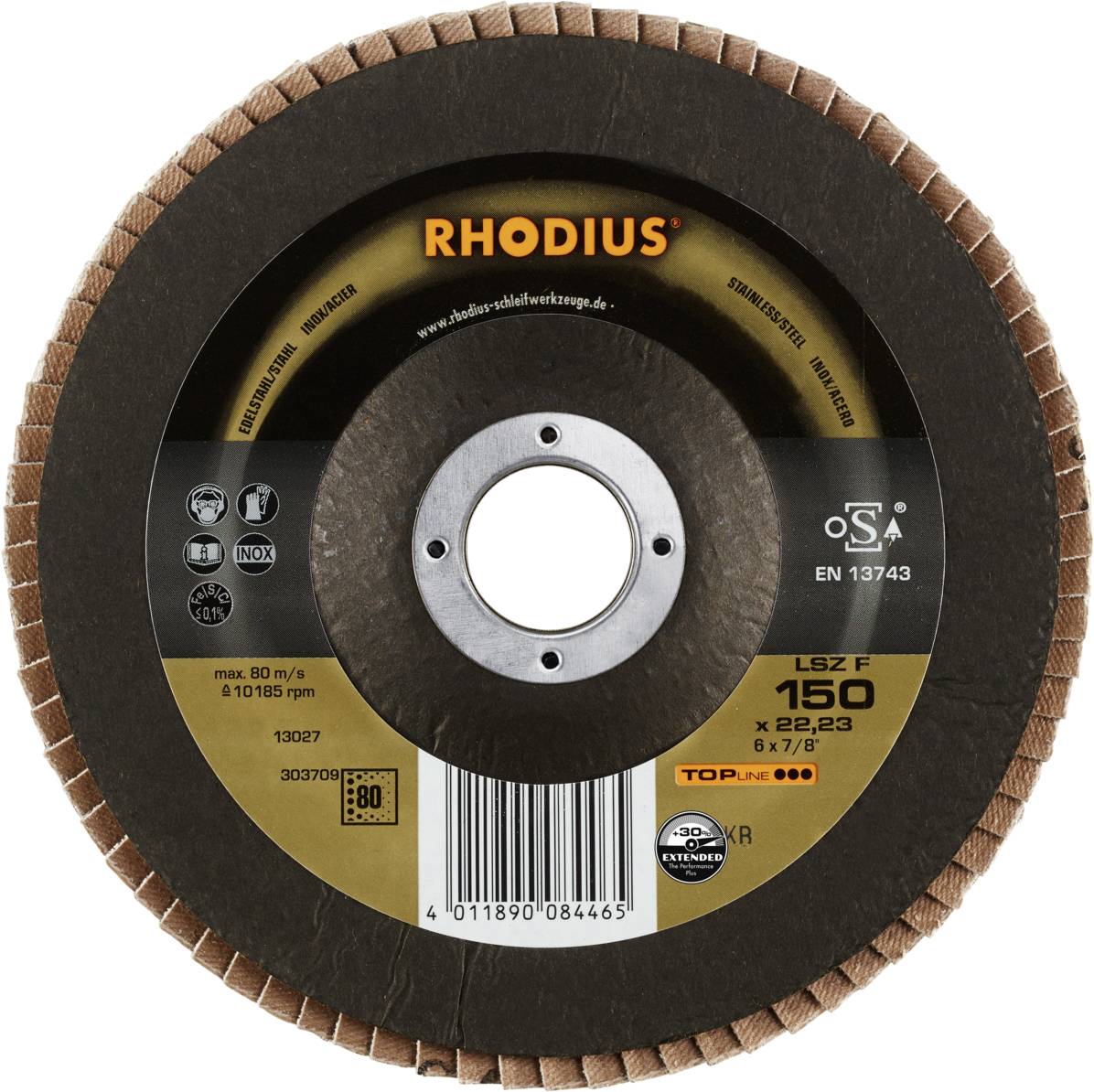 Rhodius 303709 LSZ F Fächerschleifscheibe Edelstahl, Stahl 10St.