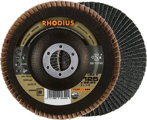 Rhodius 205509 LSZ F EXTENDED Fächerschleifscheibe Körnung (num) 60 Edelstahl, Stahl 10 St.