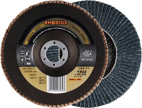 Rhodius 303615 LSZ F1 Fächerschleifscheibe Körnung (num) 40 Edelstahl, Stahl 10 St.