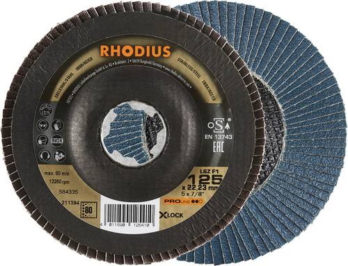 Rhodius 211394 LSZ F1 X-LOCK Fächerschleifscheibe Körnung (num) 80 Edelstahl, Stahl 10 St.