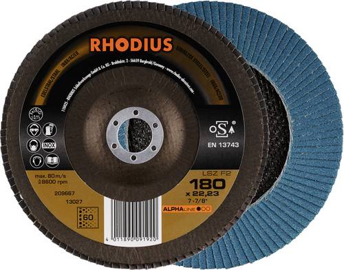 Rhodius 209667 LSZ F2 Fächerschleifscheibe Körnung (num) 60 Edelstahl, Stahl 10 St.