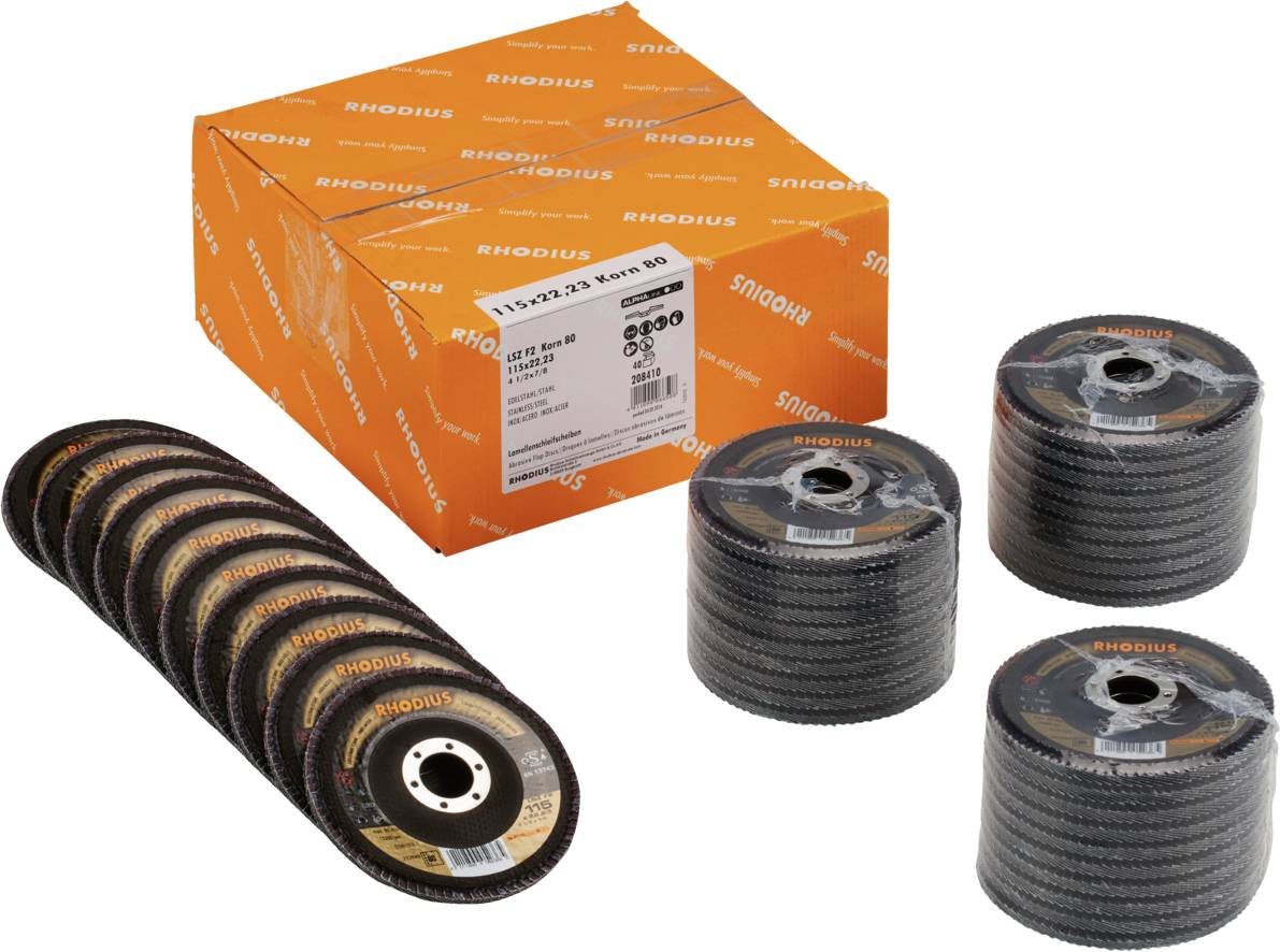 Rhodius 208410 LSZ F2 VALUE PACK Fächerschleifscheibe Edelstahl, Stahl 40St.