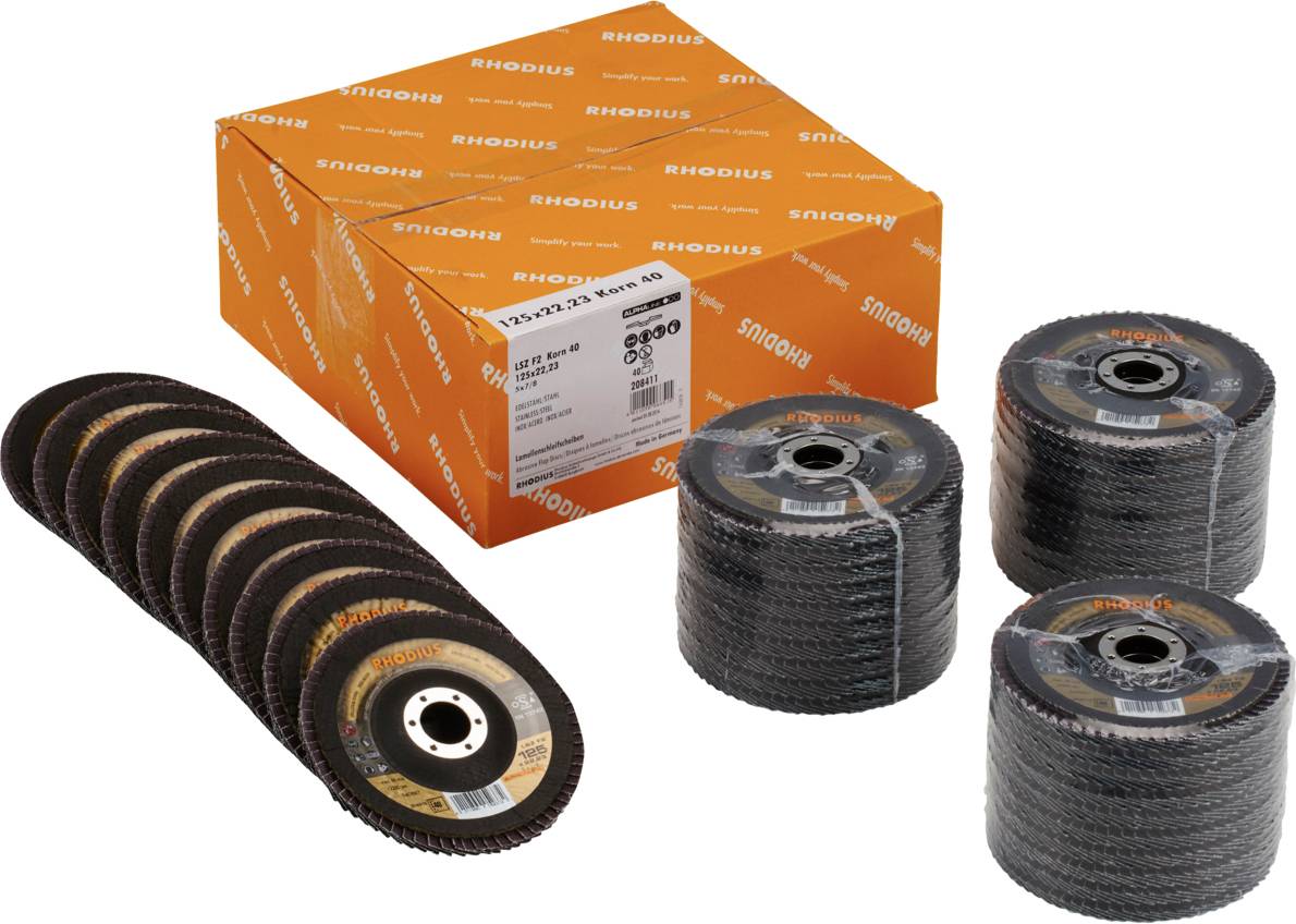 Rhodius 208411 LSZ F2 VALUE PACK Fächerschleifscheibe Edelstahl, Stahl 40St.