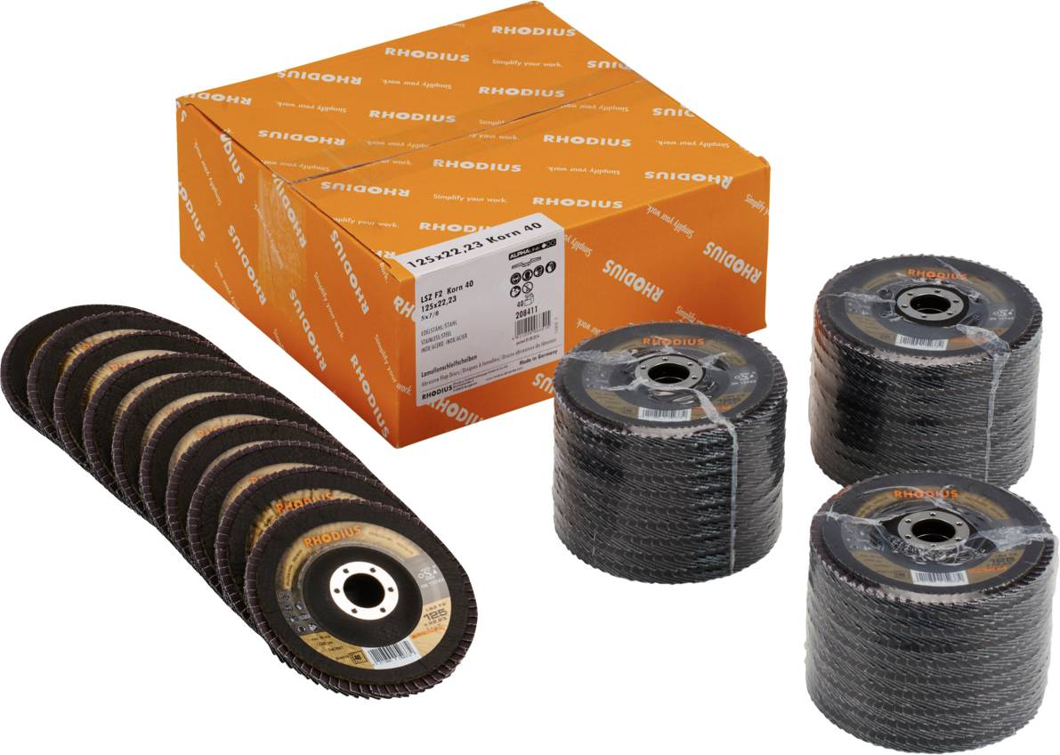 Rhodius 208411 LSZ F2 VALUE PACK Fächerschleifscheibe Edelstahl, Stahl 40St.