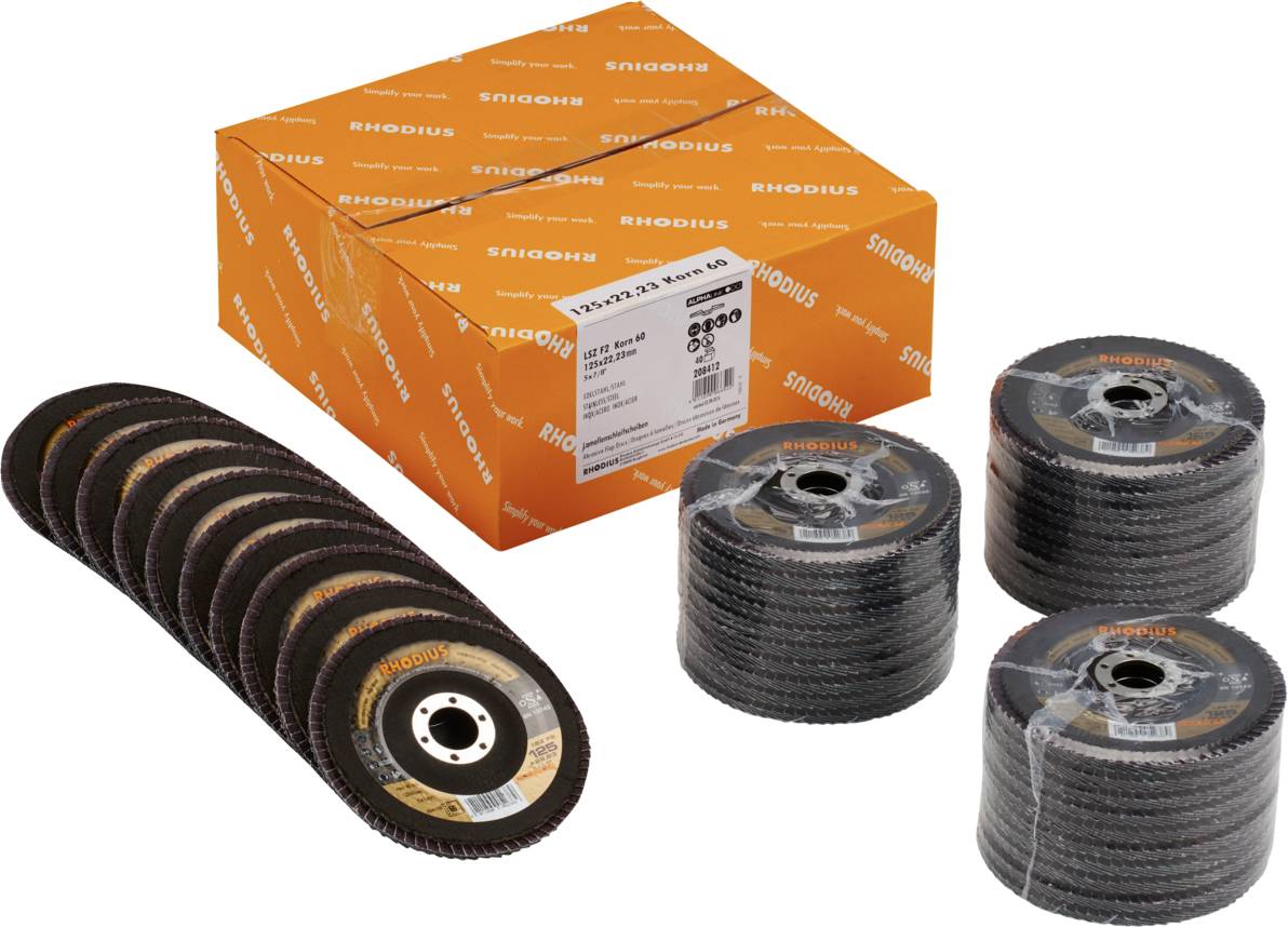 Rhodius 208412 LSZ F2 VALUE PACK Fächerschleifscheibe Edelstahl, Stahl 40St.