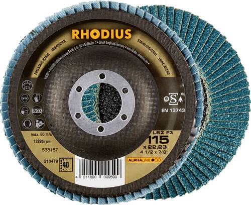 Rhodius 212044 LSZ F3 Fächerschleifscheibe Körnung (num) 40 Edelstahl, Stahl 10 St.