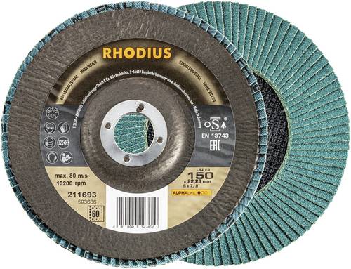 Rhodius 211693 LSZ F3 Fächerschleifscheibe Körnung (num) 60 Edelstahl, Stahl 10 St.