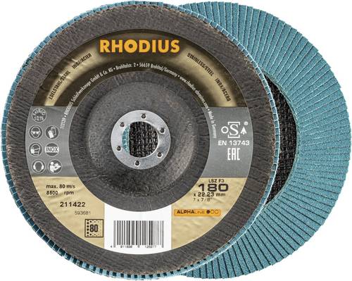 Rhodius 211422 LSZ F3 Fächerschleifscheibe Körnung (num) 80 Edelstahl, Stahl 10 St.