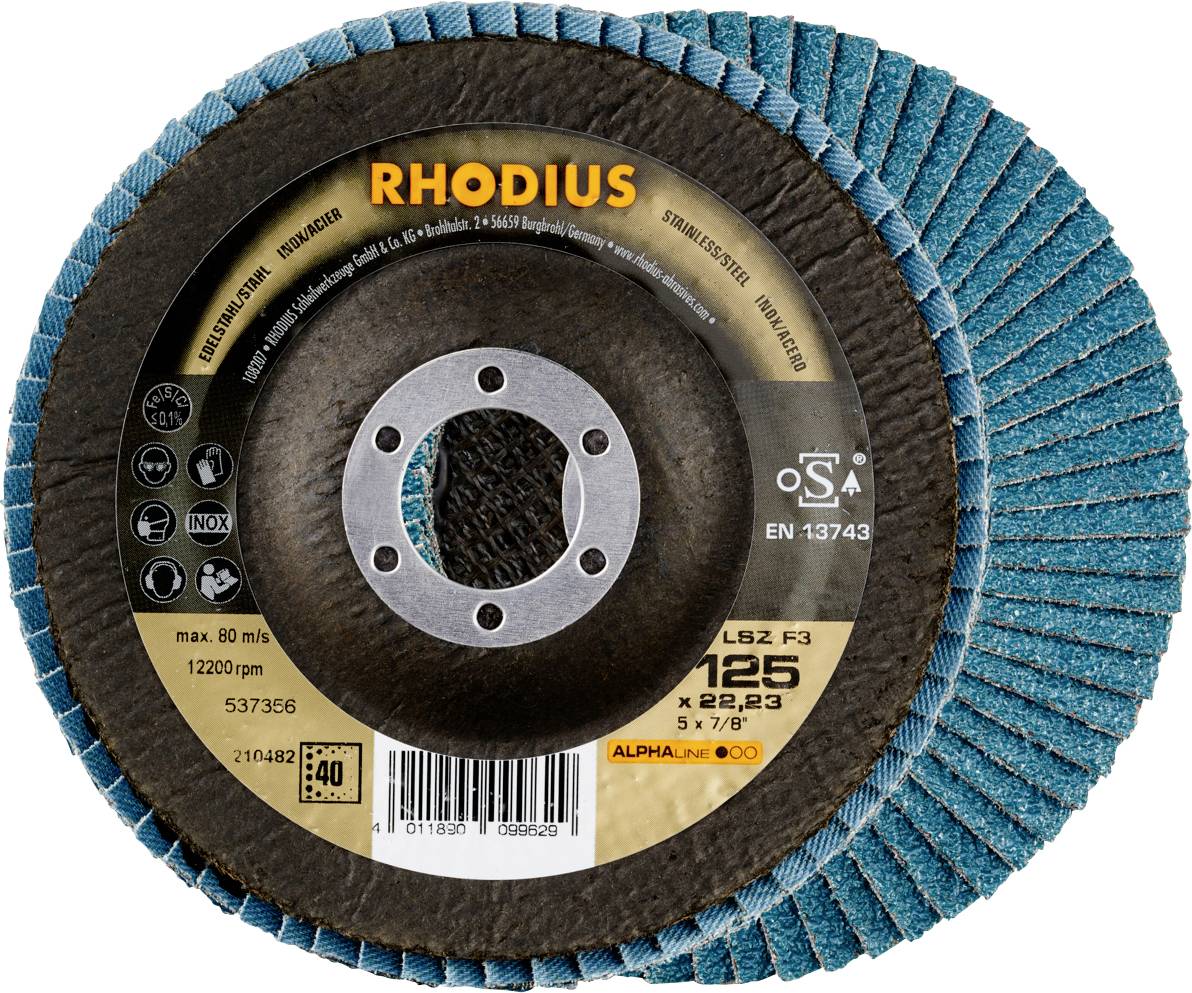 'RHODIUS' Schleifscheibe, Typ LSZ F3, 125 x 22,23 mm, 5/8