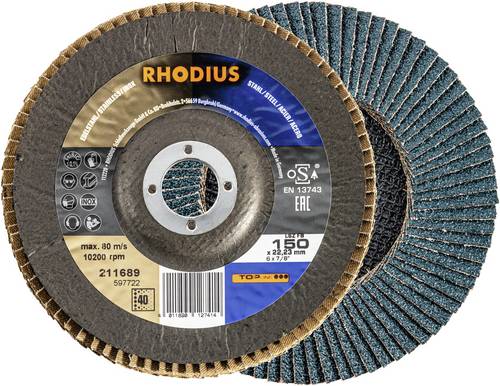 Rhodius 211689 LSZ FB Fächerschleifscheibe Körnung (num) 40 Edelstahl, Stahl 10 St.