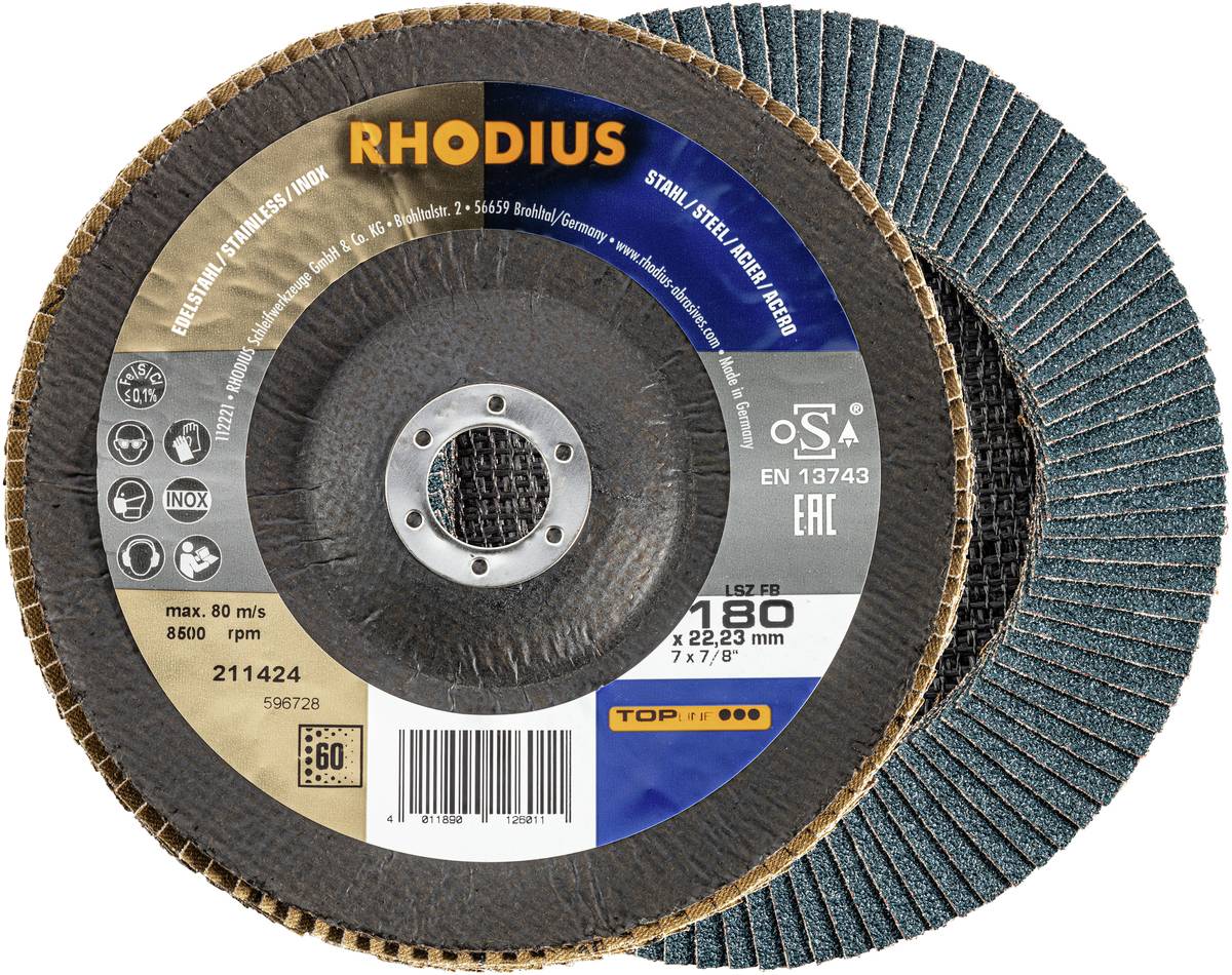 Rhodius 211424 LSZ FB Fächerschleifscheibe Edelstahl, Stahl 10St.
