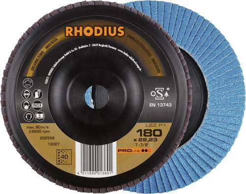 Rhodius 202559 LSZ P1 Fächerschleifscheibe Körnung (num) 40 Edelstahl, Stahl 10 St.