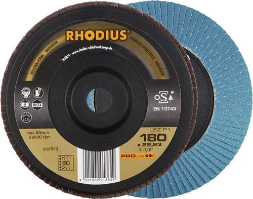 Rhodius 202573 LSZ P1 Fächerschleifscheibe Körnung (num) 80 Edelstahl, Stahl 10 St.