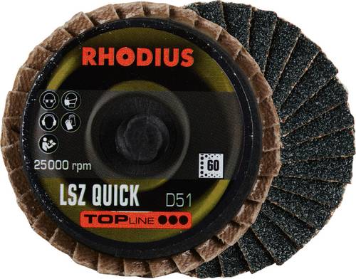 Rhodius 303931 LSZ QUICK Fächerschleifscheibe Körnung (num) 60 Edelstahl, Stahl, NE-Metalle 10 St.