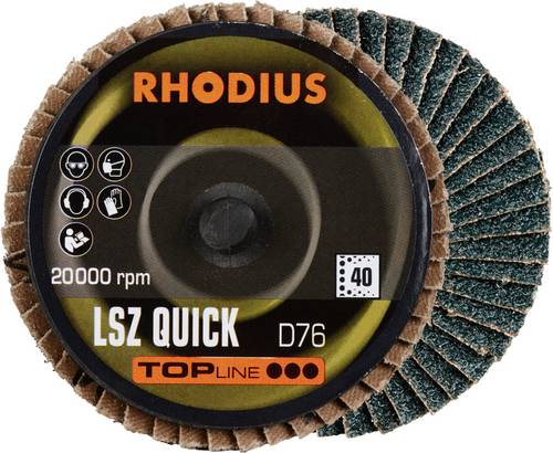 Rhodius 303934 LSZ QUICK Fächerschleifscheibe Körnung (num) 40 Edelstahl, Stahl, NE-Metalle 10 St.
