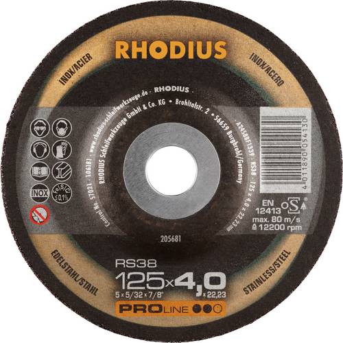 Rhodius 205681 RS38 Schruppscheibe Edelstahl, Stahl 25 St.