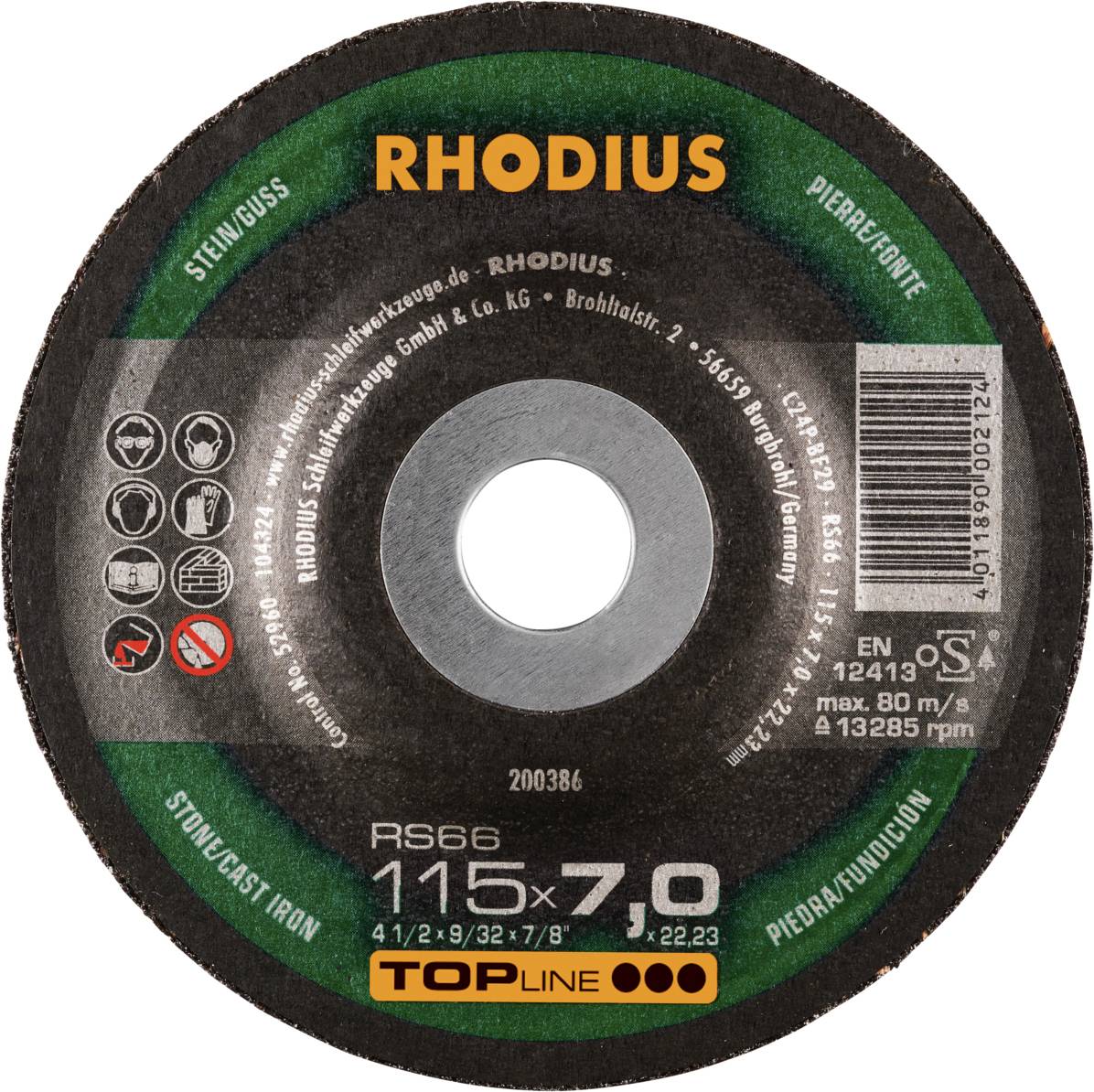 Rhodius 200386 RS66 Schruppscheibe Stein, Guss 25St.