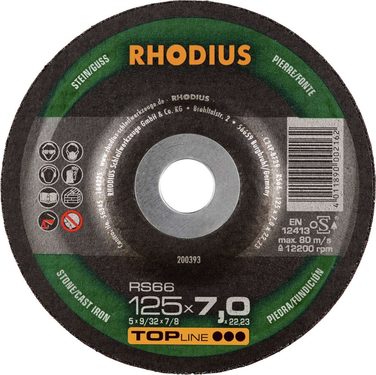 Rhodius 200393 RS66 Schruppscheibe Stein, Guss 25St.