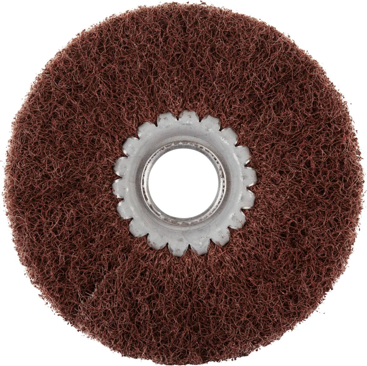 Ein grobes, rundes Schleifpad mit einer Öffnung in der Mitte; es wird für Oberflächenbearbeitung und Reinigung verwendet.