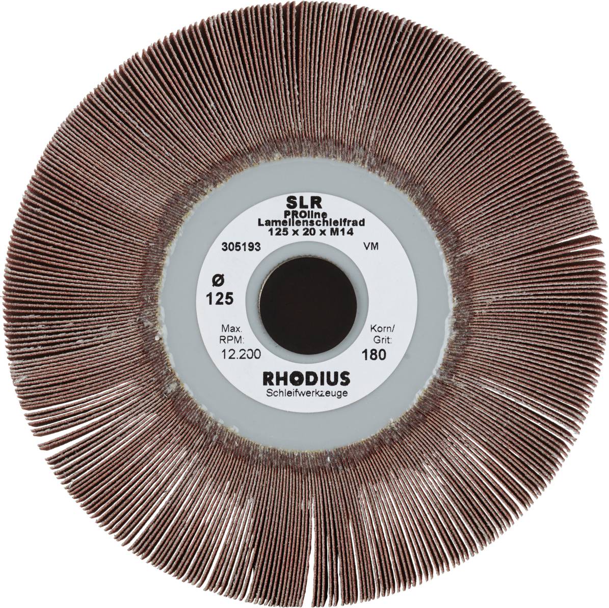 Rhodius 305193 SLR, 5 Stück Fächerschleifer 125 x 20,0 x M14, Korn 180, PROline, Made in Germany, für Edelstahl, Stahl, Holz 5 S