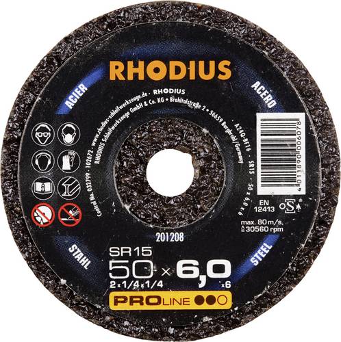Rhodius 201208 SR 15, 25 Stück Schleifrad 50 x 6,0 x 6,00 mm, Form 1, PROline, Made in Germ