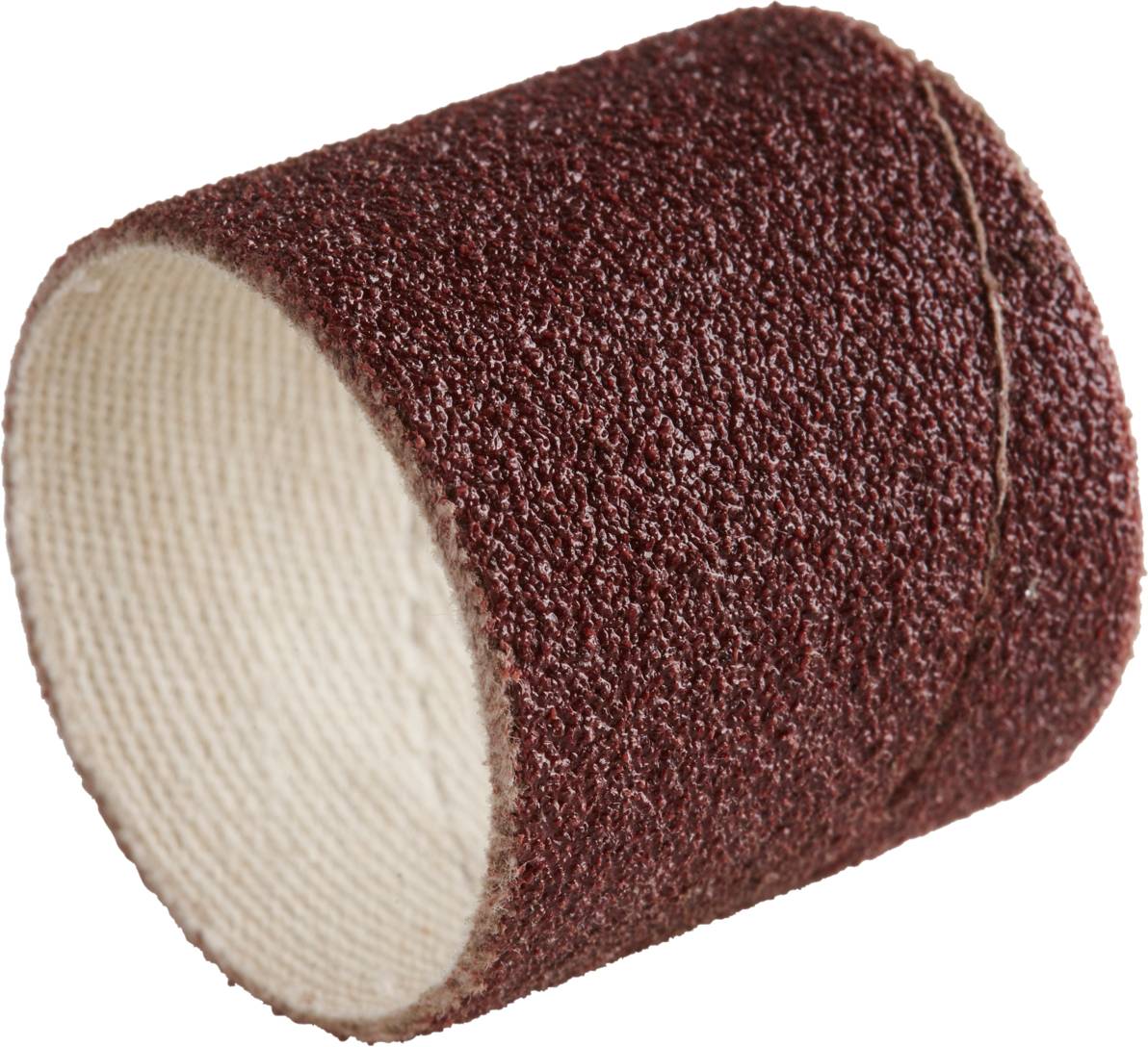 Ein zylindrisches Schleifband mit rauer, sandpapierartiger Oberfläche, geeignet zum Formen oder Glätten von Materialien in Handgeräten.