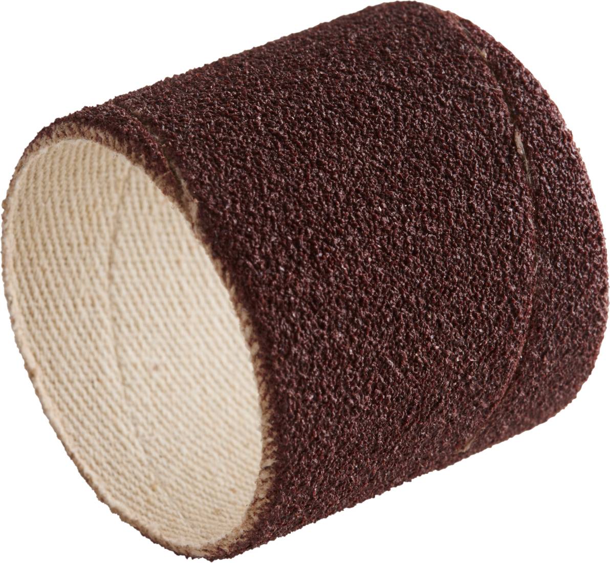 Ein rundes, dunkelbraunes Schleifband mit rauer Textur, das für Schleifarbeiten verwendet wird.