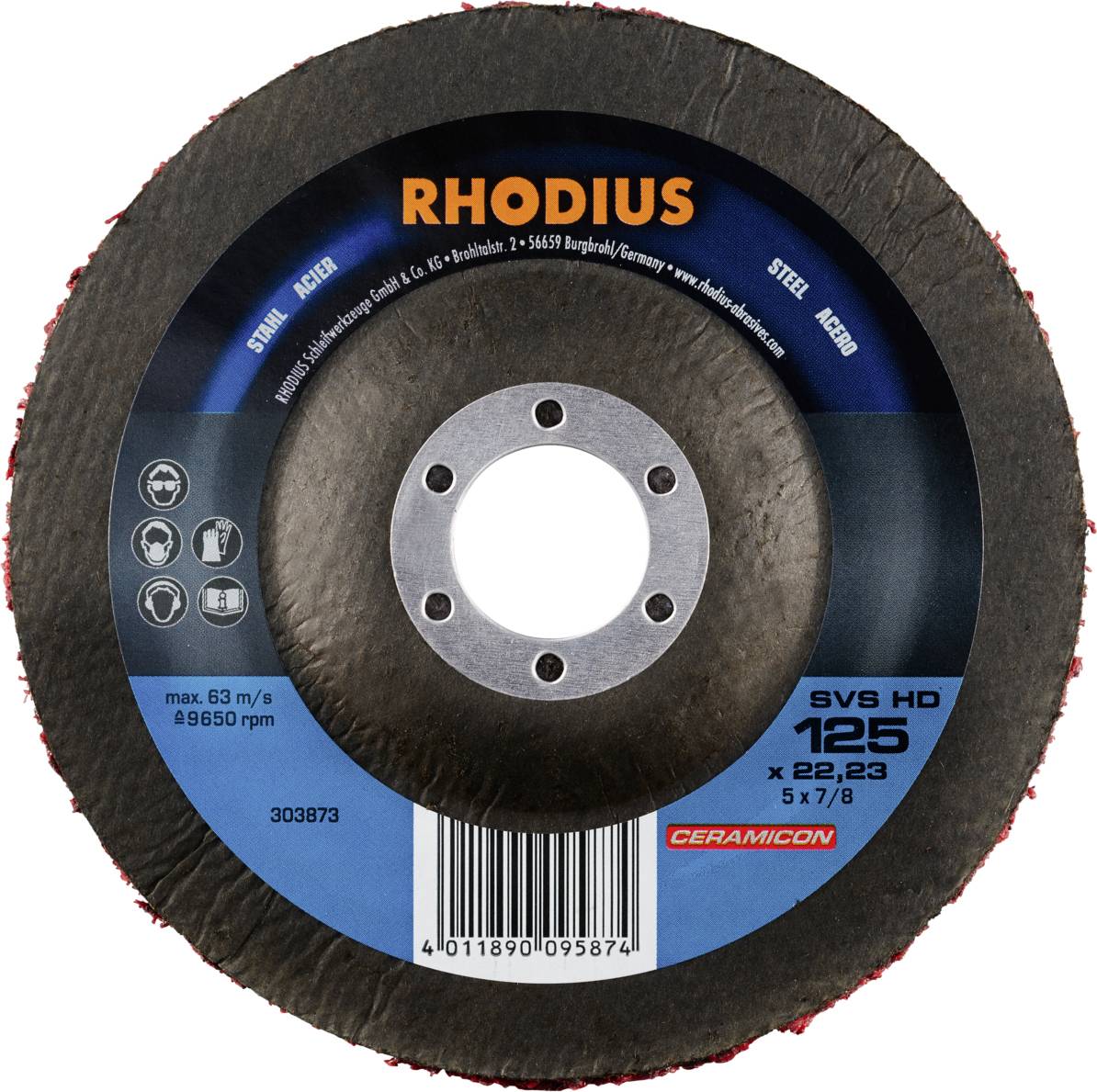 Rhodius 303873 SVS HD, 10 Stück Reinigungsvlies 125 x 22,23 mm, gekröpft, TOPline für universellen Einsatz 10St.