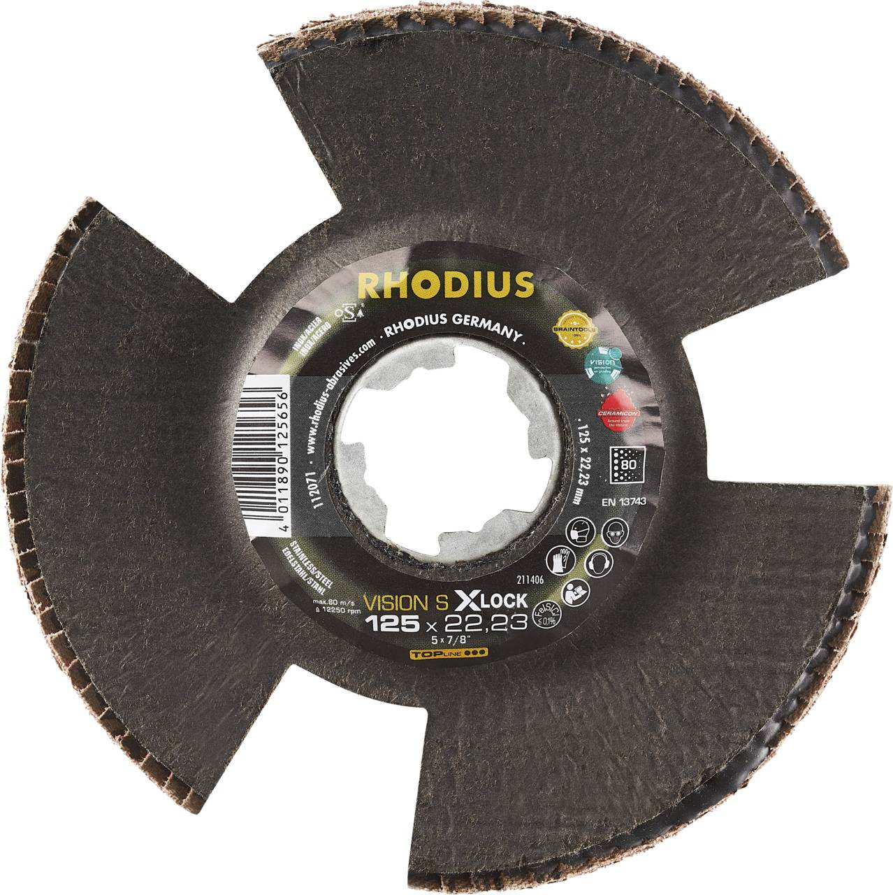 Rhodius 211406 VISION SPEED X-LOCK Fächerschleifscheibe Edelstahl, Stahl, NE-Metalle 10St.