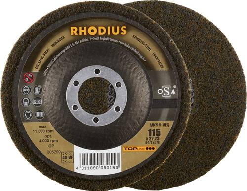Rhodius 305299 VKSG WS, 2 Stück Vlieskompaktscheibe 115 x 22,23 mm, gerade, 4S-very fine, T