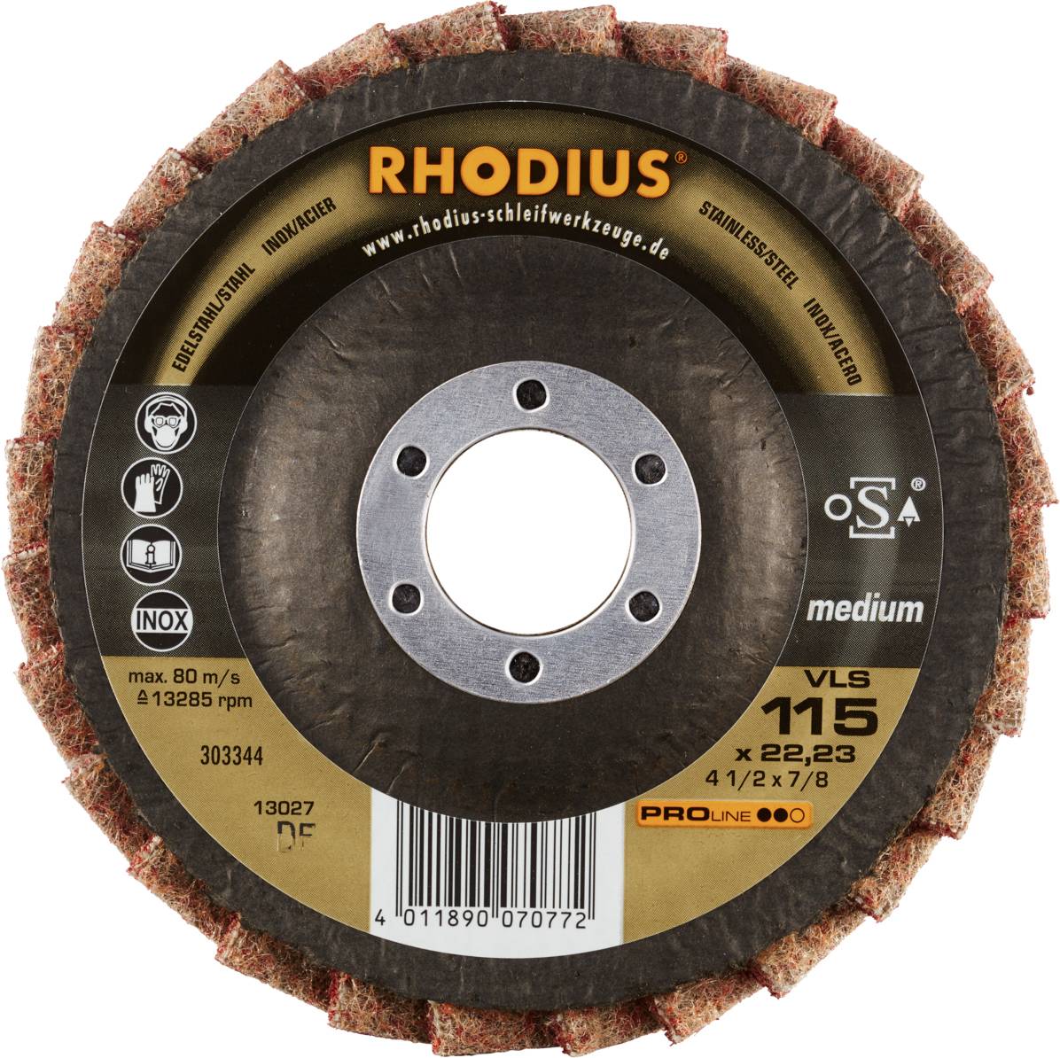 Rhodius 303344 VLS Fächerschleifscheibe Edelstahl, Stahl, NE-Metalle 10St.