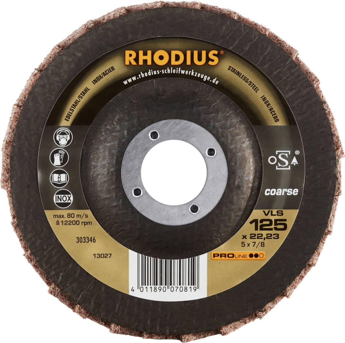 Rhodius 303346 VLS Fächerschleifscheibe Edelstahl, Stahl, NE-Metalle 10St.