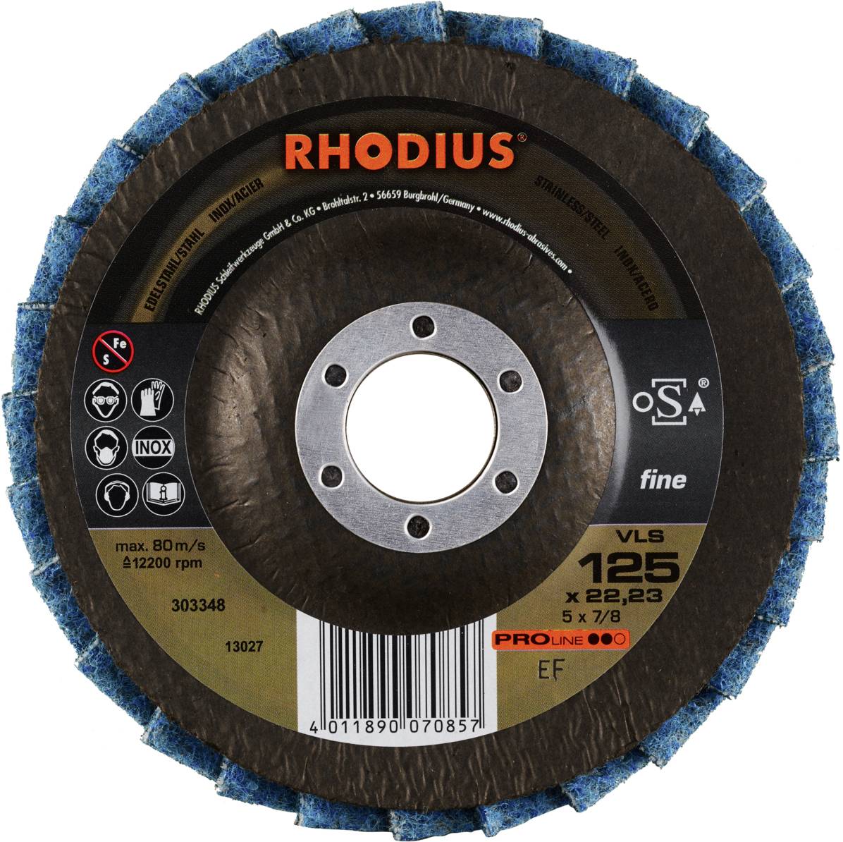 Rhodius 303348 VLS Fächerschleifscheibe Edelstahl, Stahl, NE-Metalle 10St.