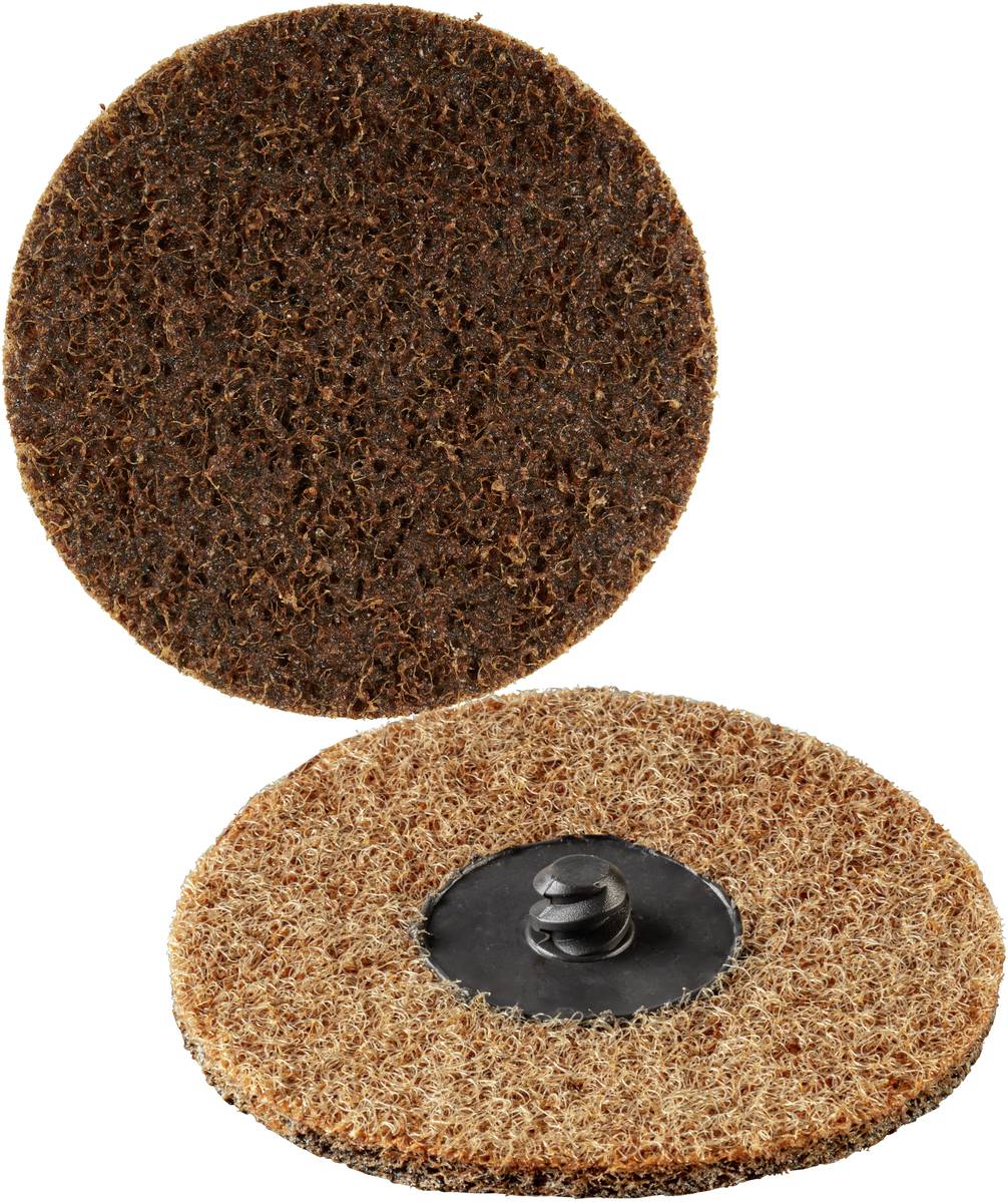 Ein braunes Schleifpad mit rauer Oberfläche und Verschlussmechanismus, verwendet zum Polieren oder Schleifen von Materialien.