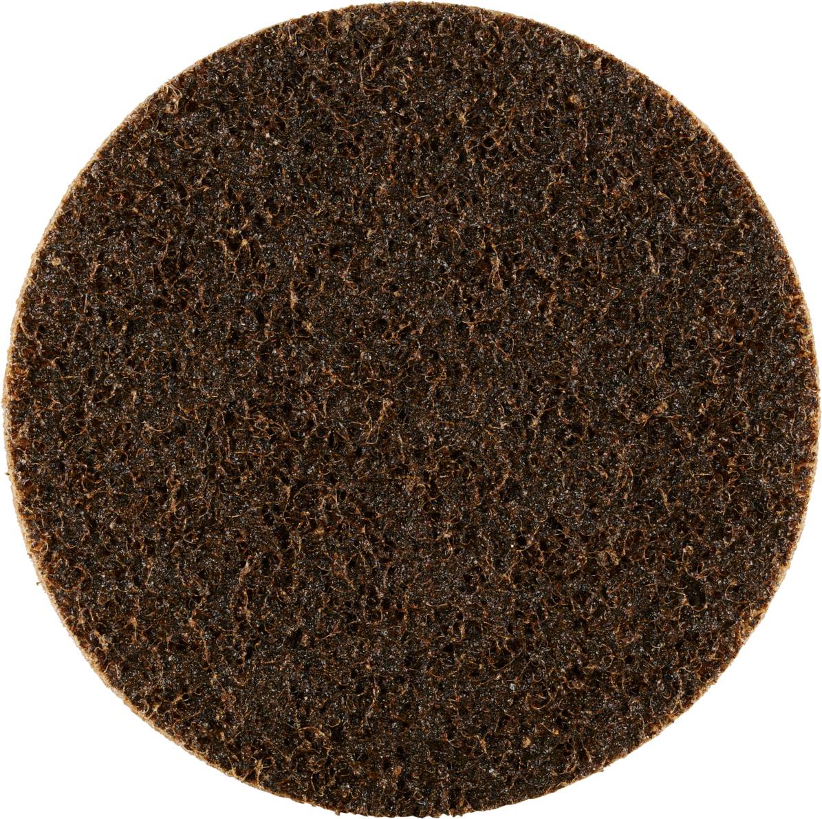 Ein ovales, braunes Schleifpad mit rauer Oberfläche, geeignet zum Entfernen von Rost und glatten Unebenheiten auf Oberflächen.